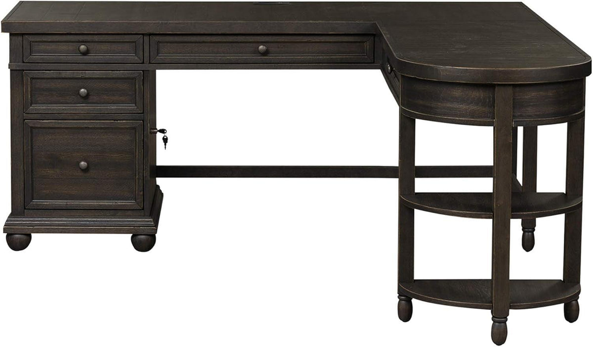 L Shaped Workstation With Integrated Charging Ports