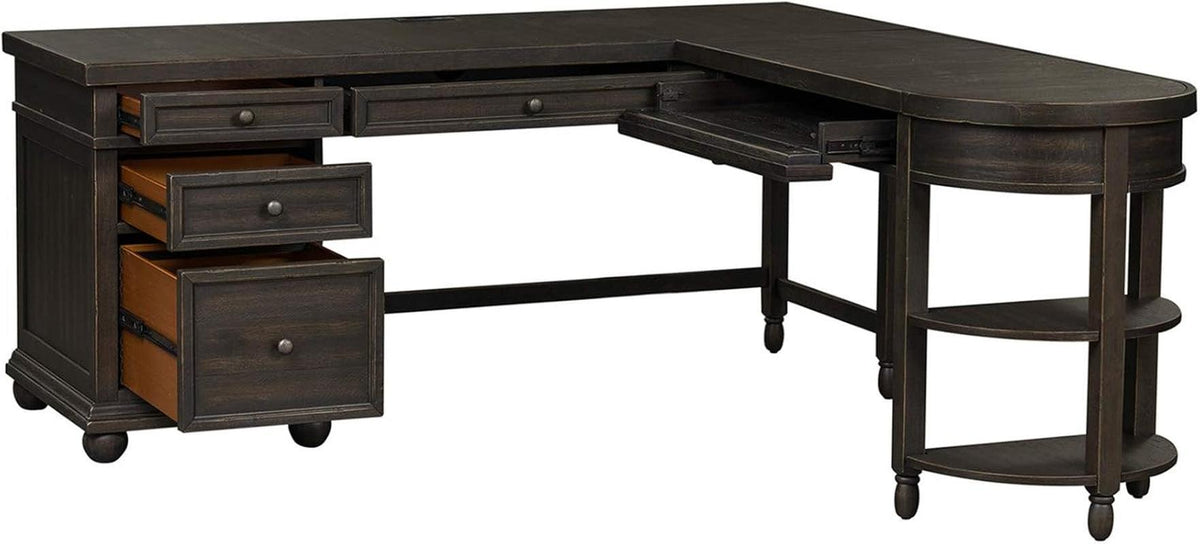 L Shaped Workstation With Integrated Charging Ports